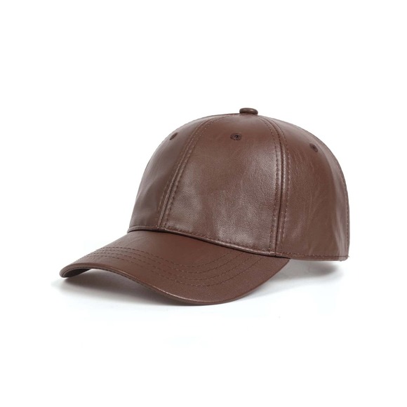 vegan leather Solid Baseball Cap hat black - Picture 6 of 6